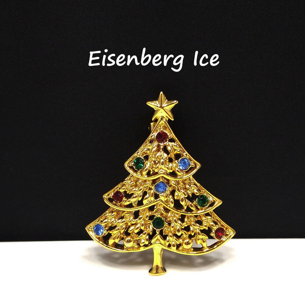 Vintage Eisenberg Ice Christmas Tree Brooch